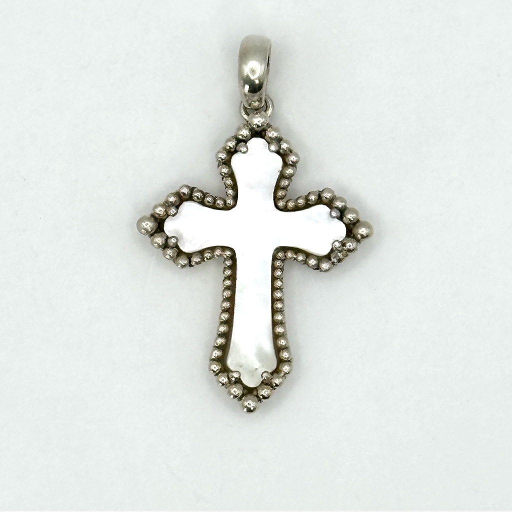 Lagos Caviar Silver Abalone Cross Pendant 255$
